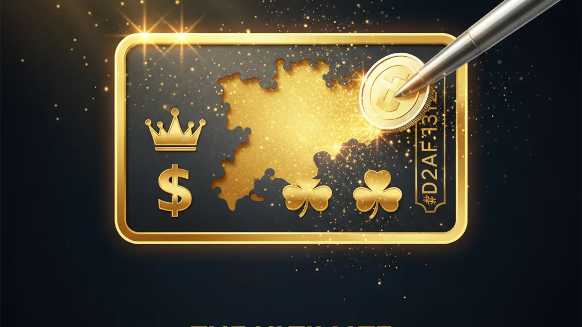 刮刮樂指南:金色刮刮卡正在被刮開,火花效果