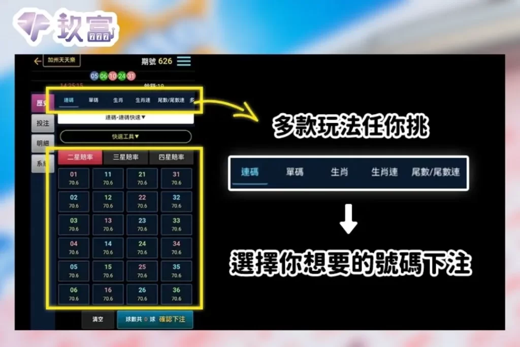 加州天天樂賠率
